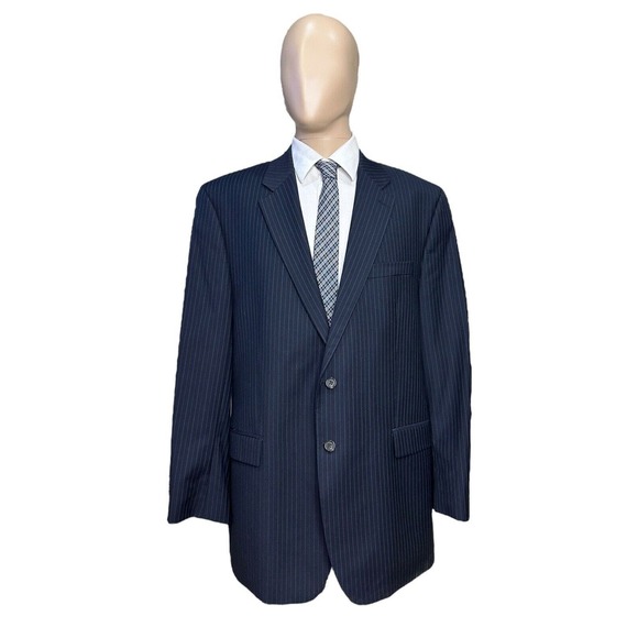Lauren Ralph Lauren Other - Lauren Ralph Lauren Men's 46L Navy Blue Striped 100% Wool 2 Button Blazer Jacket
